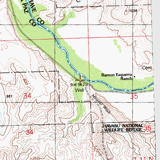 Topographic Map of Mineral Wash, AZ
