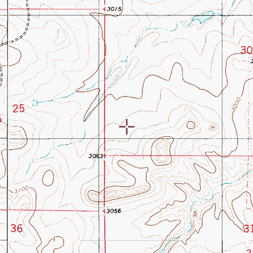 Topographic Map of 02S53E25BDDD01 Well, MT