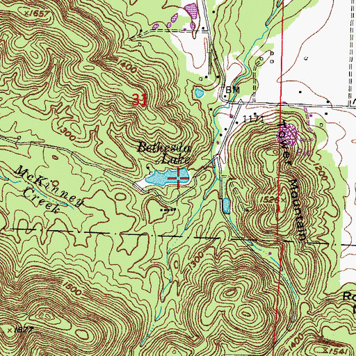 Topographic Map of Bethesda Lake Dam, AR