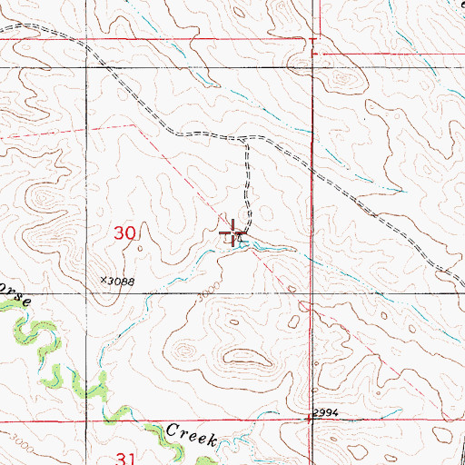 Topographic Map of 02S53E30ADCD01 Well, MT