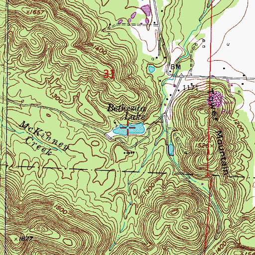 Topographic Map of Bethesda Lake, AR
