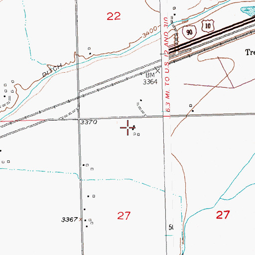 Topographic Map of 02S23E27BABB01 Well, MT