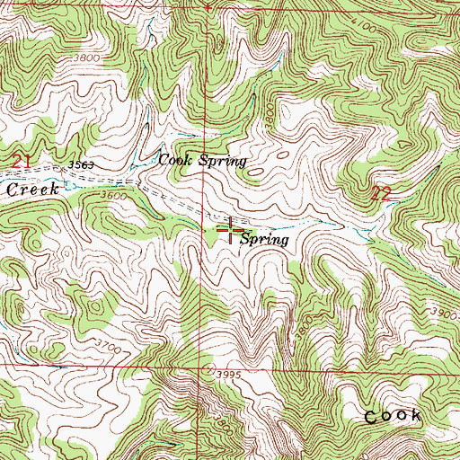 Topographic Map of 02S45E22CBBD01 Spring, MT
