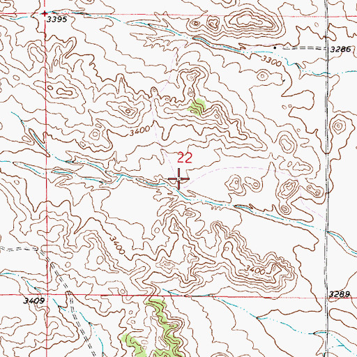 Topographic Map of 02S48E22CAAD01 Well, MT