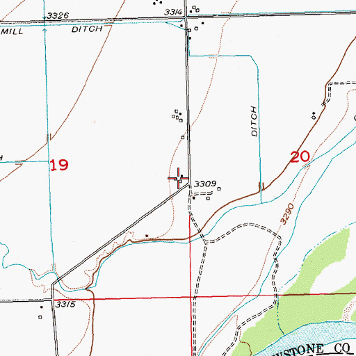 Topographic Map of 02S24E19DAAA01 Well, MT