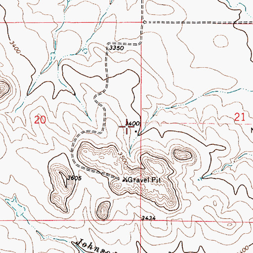 Topographic Map of 02S50E20DAAA01 Well, MT