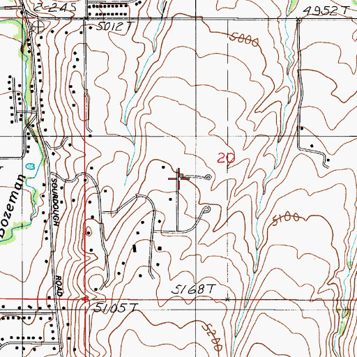 Topographic Map of 02S06E20CABD01 Well, MT