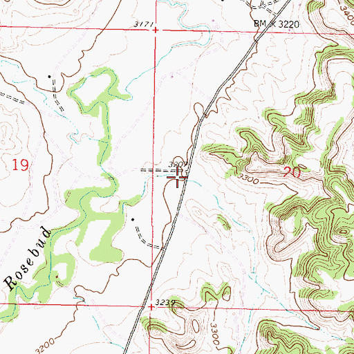 Topographic Map of 02S41E20CBB_01 Well, MT