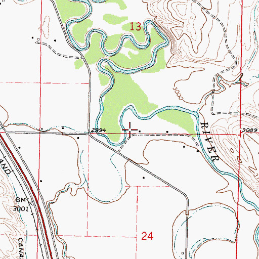 Topographic Map of 02S34E13CDDD01 Well, MT