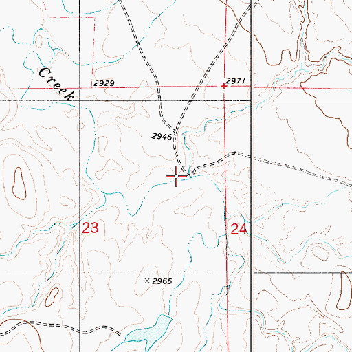 Topographic Map of 02S54E23ADBA01 Well, MT