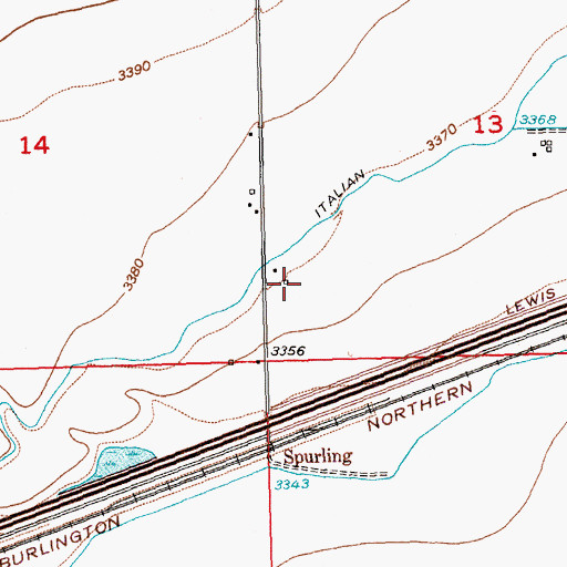 Topographic Map of 02S23E13CCBC01 Well, MT