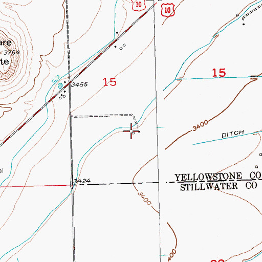Topographic Map of 02S23E15CDBB01 Well, MT