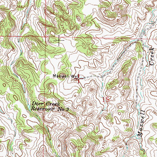 Topographic Map of 02S46E15BDBC01 Well, MT