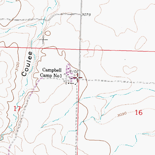 Topographic Map of 02S34E16BBCC01 Well, MT