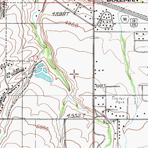 Topographic Map of 02S06E17DA__01 Spring, MT