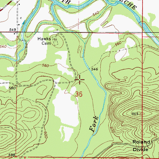 Topographic Map of South Fourche Watershed Site Number One Dam, AR
