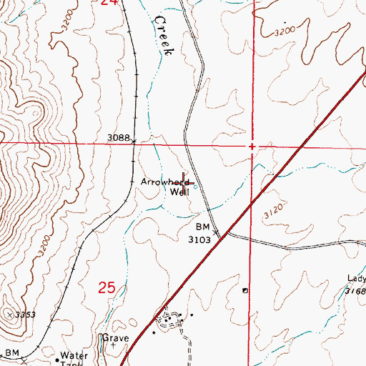 Topographic Map of Arrowhead Well, AZ