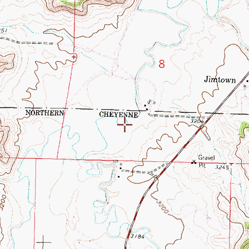 Topographic Map of 02S41E08CDAB01 Well, MT