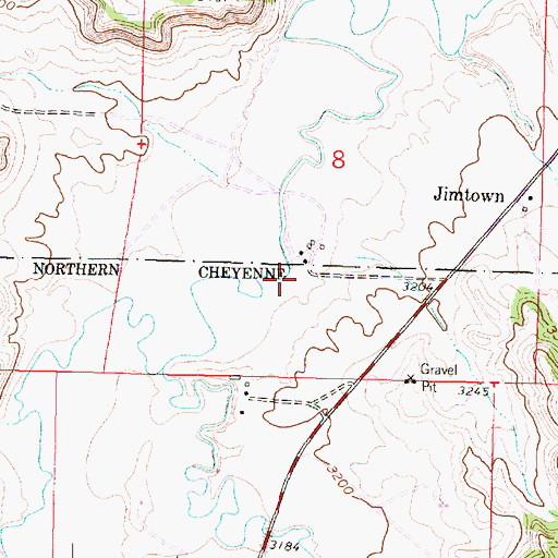 Topographic Map of 02S41E08CDAB03 Well, MT