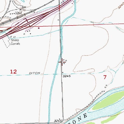 Topographic Map of 02S25E07BCBC01 Well, MT