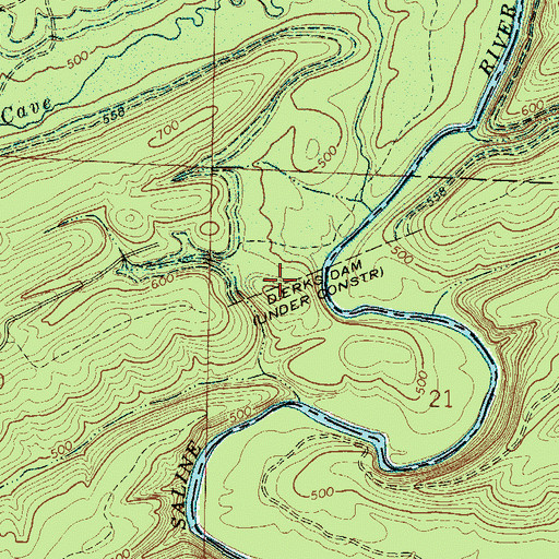 Topographic Map of Dierks Dam, AR