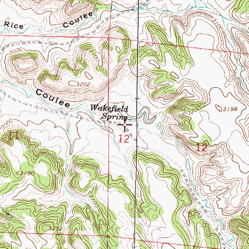 Topographic Map of 02S44E12BCCA01 Spring, MT