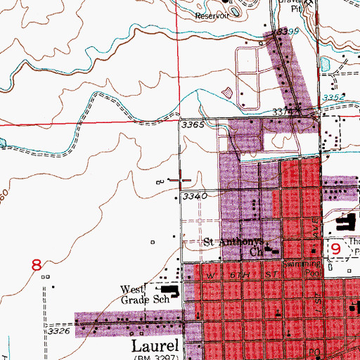 Topographic Map of 02S24E09BBCC01 Well, MT