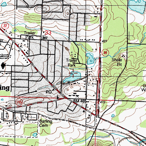 Topographic Map of McMahan Lake Dam, AR