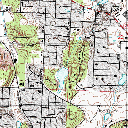 Topographic Map of Echols Lake Dam, AR