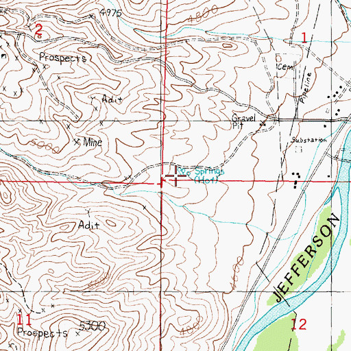 Topographic Map of 02S06W01CCCD01 Spring, MT