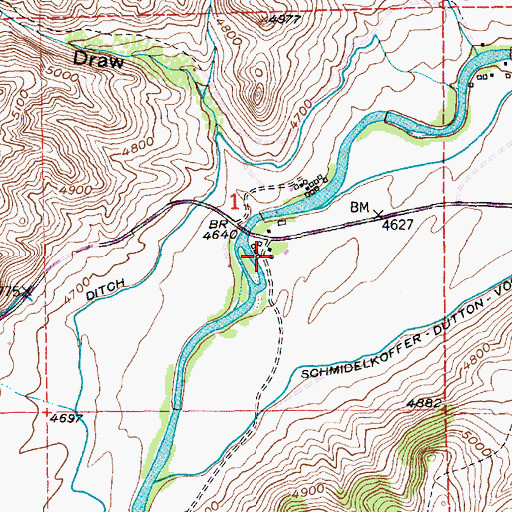 Topographic Map of 02S13E01DBBC01 Well, MT