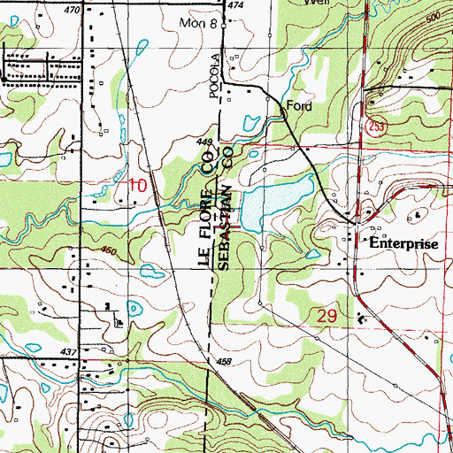 Topographic Map of Kimmons Lake Dam, AR