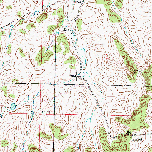 Topographic Map of 02S42E01CACB01 Well, MT