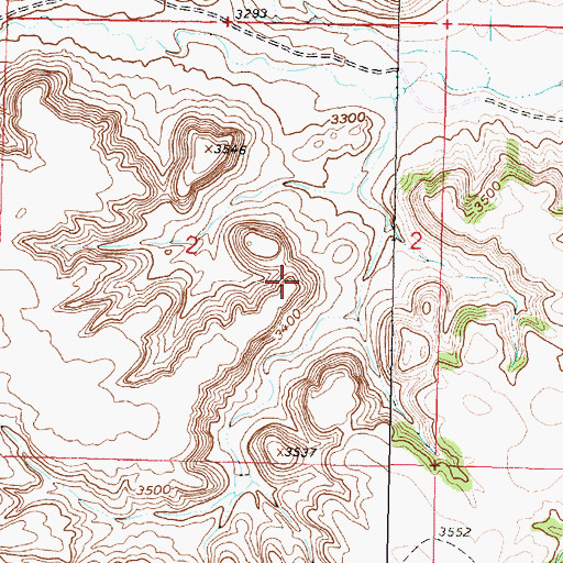 Topographic Map of 02S41E02DABC01 Well, MT