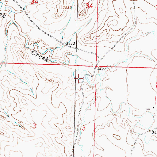 Topographic Map of 02S37E03AAAD01 Well, MT
