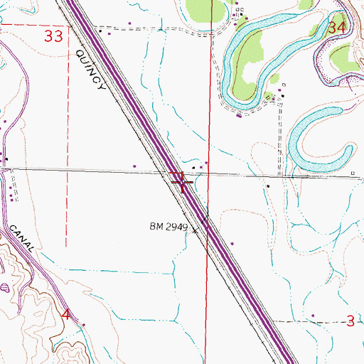 Topographic Map of 02S34E04AAAA01 Well, MT
