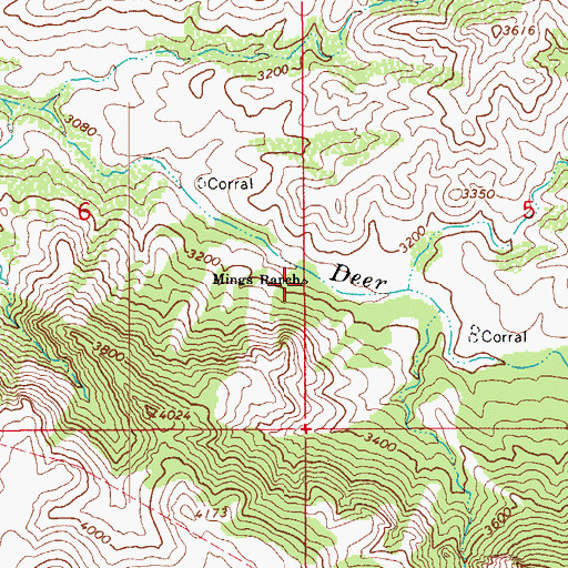 Topographic Map of Mings Ranch, AZ