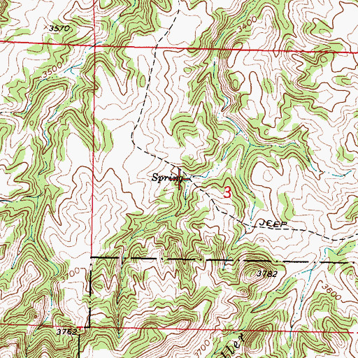 Topographic Map of 02S42E03BDCD01 Spring, MT