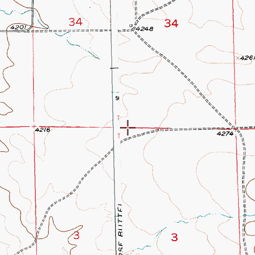 Topographic Map of 01S21E34BDDD01 Well, MT