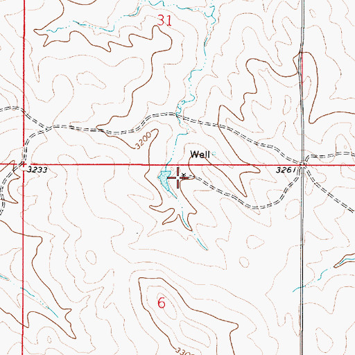 Topographic Map of 02S52E06ABBA01 Well, MT