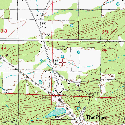 Topographic Map of Truman Baker Lake Dam, AR