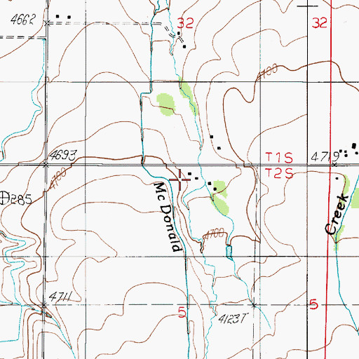 Topographic Map of 02S05E05ABBB01 Well, MT