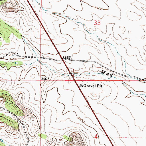 Topographic Map of 01S50E33CDCC01 Well, MT