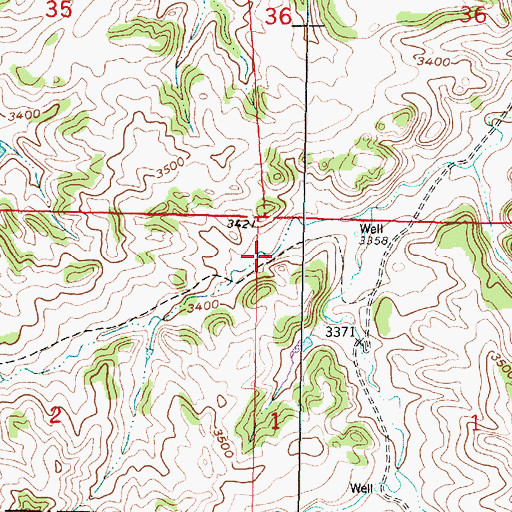 Topographic Map of 02S42E01BBBC01 Well, MT
