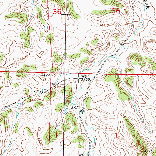 Topographic Map of 02S42E01BBAD01 Well, MT