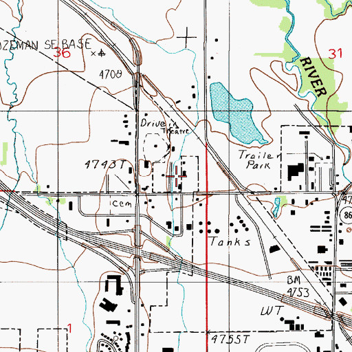 Topographic Map of 01S05E36DDD_01 Well, MT