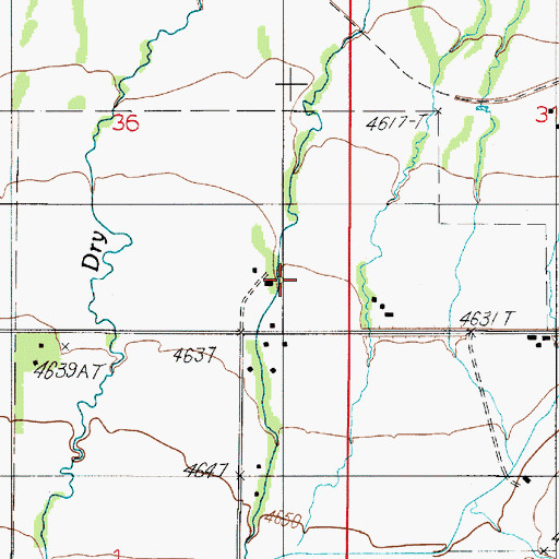 Topographic Map of 01S04E36DD__01 Well, MT