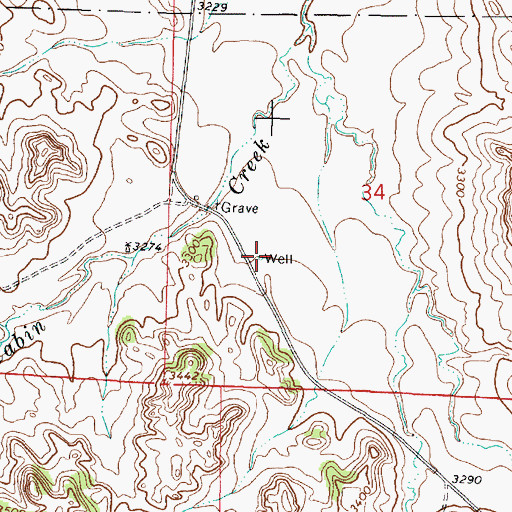 Topographic Map of 01S46E34CBDA01 Well, MT