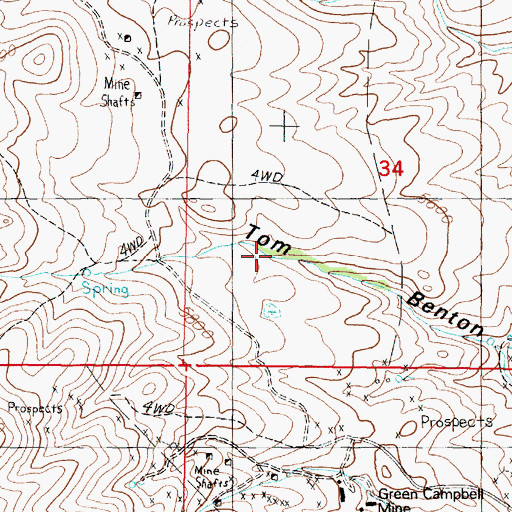 Topographic Map of 01S06W34CBDC01 Spring, MT