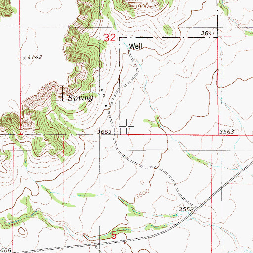 Topographic Map of 01S57E32DCC_01 Well, MT